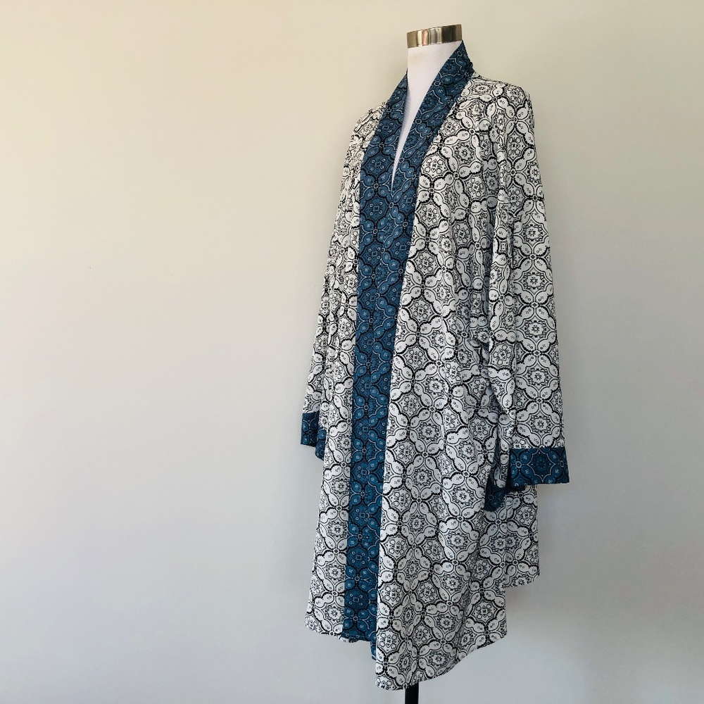 Robe Cover Up WEEKEND Blue Abstract Print Plus Size 1X